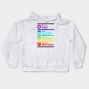 EAT SLEEP ANIME REPEAT Kids Hoodie